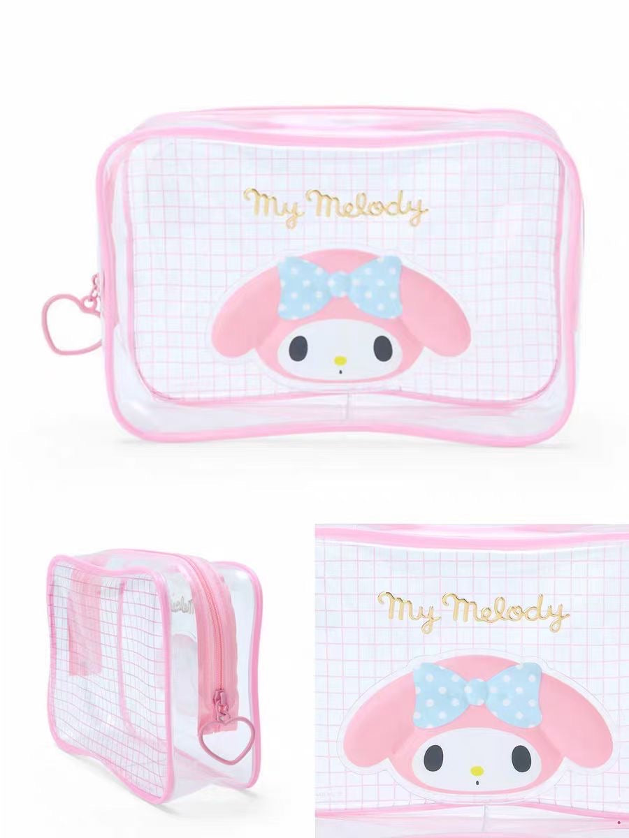 Sanrio 1 Pcs Make Up Clear Storage Bag Hello Kitty Pompompurin Pochacco Cinamoroll