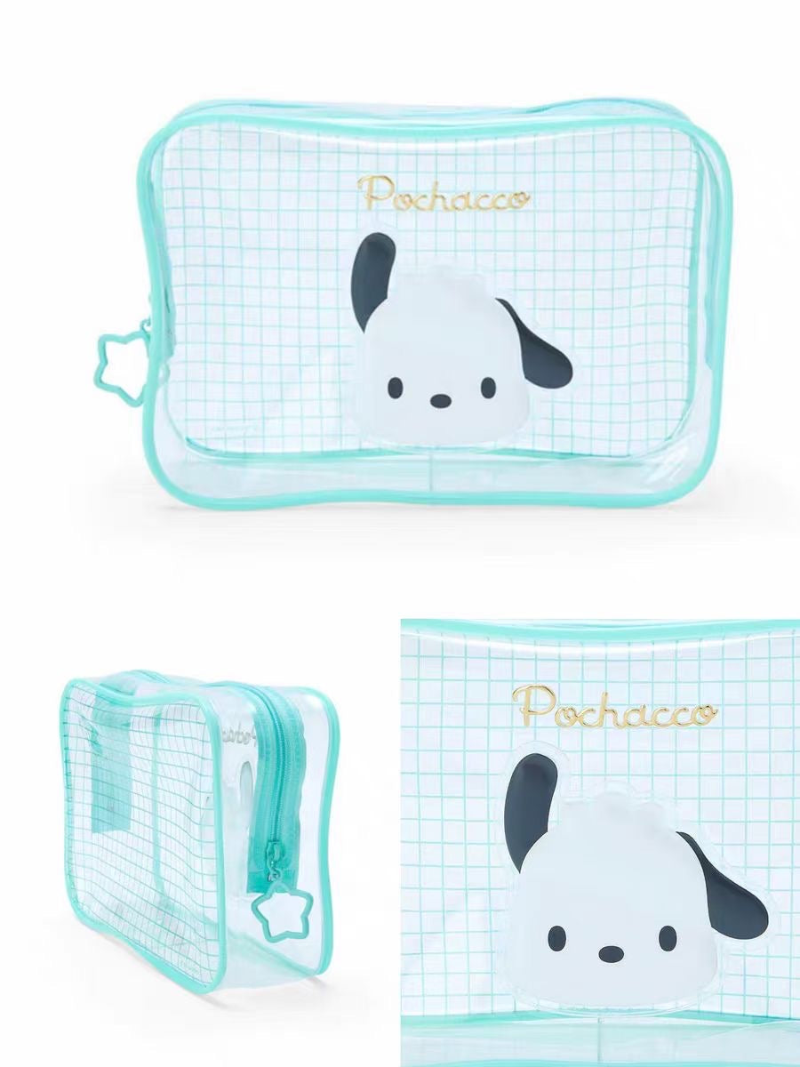 Sanrio 1 Pcs Make Up Clear Storage Bag Hello Kitty Pompompurin Pochacco Cinamoroll