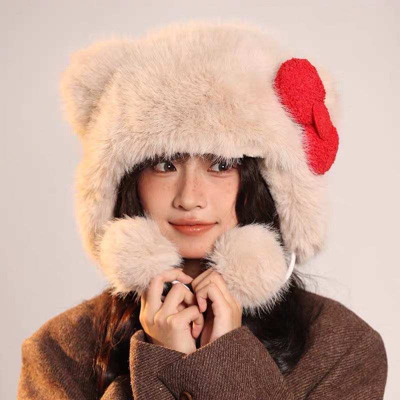 Sanrio Cute Winter Fluffy Warm Hello Kitty Hat