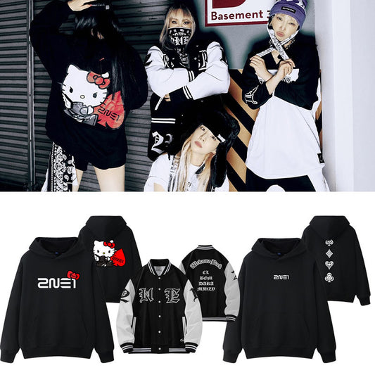 K-pop 2NE1 Welcome back Tour Sanrio Hello Kitty Sweater Hoodie Park Bom Minzy CL Dara