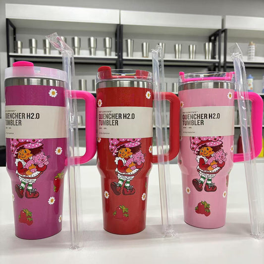 Cute Strawberry Shortcake Stanley Inspired 40 oz Tumbler