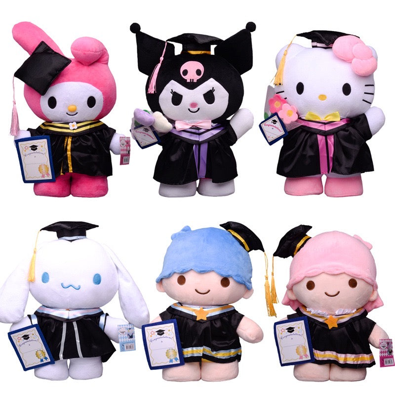 [FREE SHIPPING] Sanrio Graduation Japanese Style Plushy Keychain Bag Charm My Melody Cinamoroll Kuromi Kiki Lala Twinstars