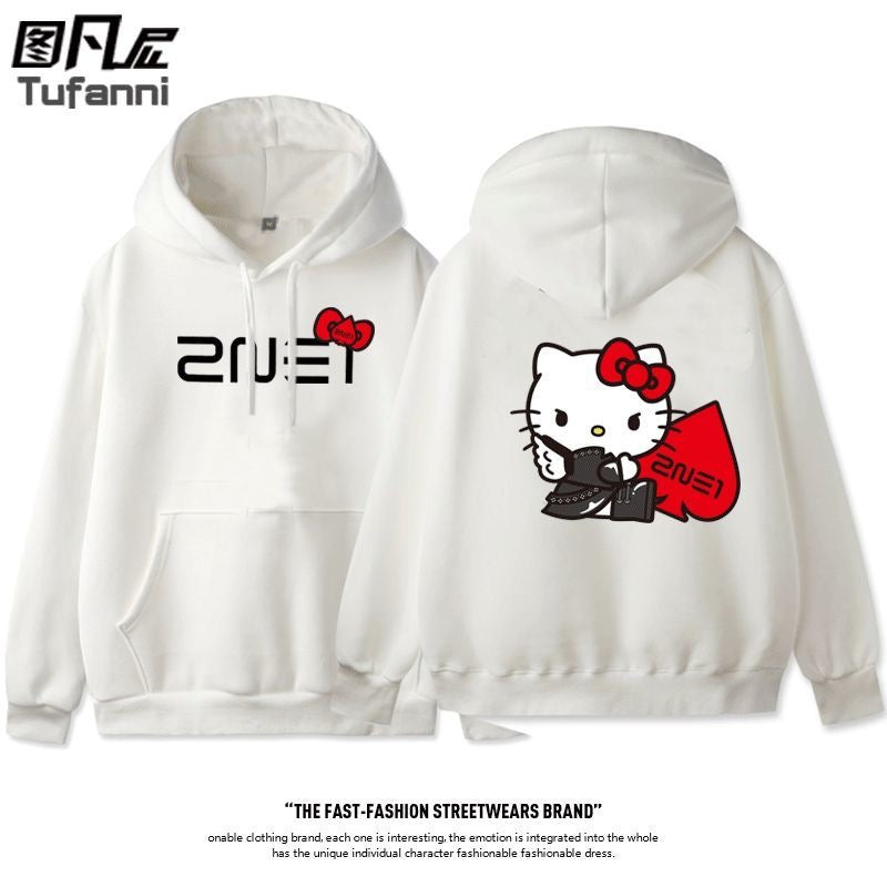 K-pop 2NE1 Welcome back Tour Sanrio Hello Kitty Winter Sanrio Sweater Hoodie Park Bom Minzy CL Dara