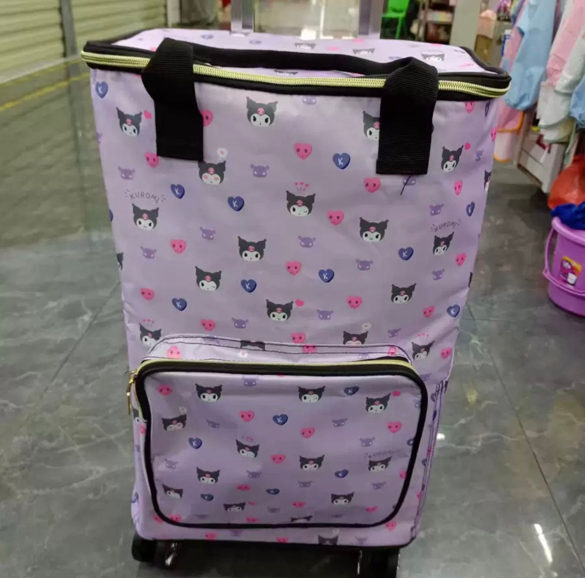 [Free Shipping] Cute Sanrio Insulated Shopping Bag Trolley With Wheels My Melody Cinnamoroll Hello Kitty Pompompurin