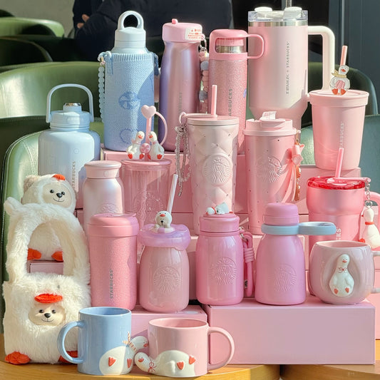 Authentic Starbucks 2026 Chinese Valentines Day Series Sweet Star Duck Cups Plush Bear