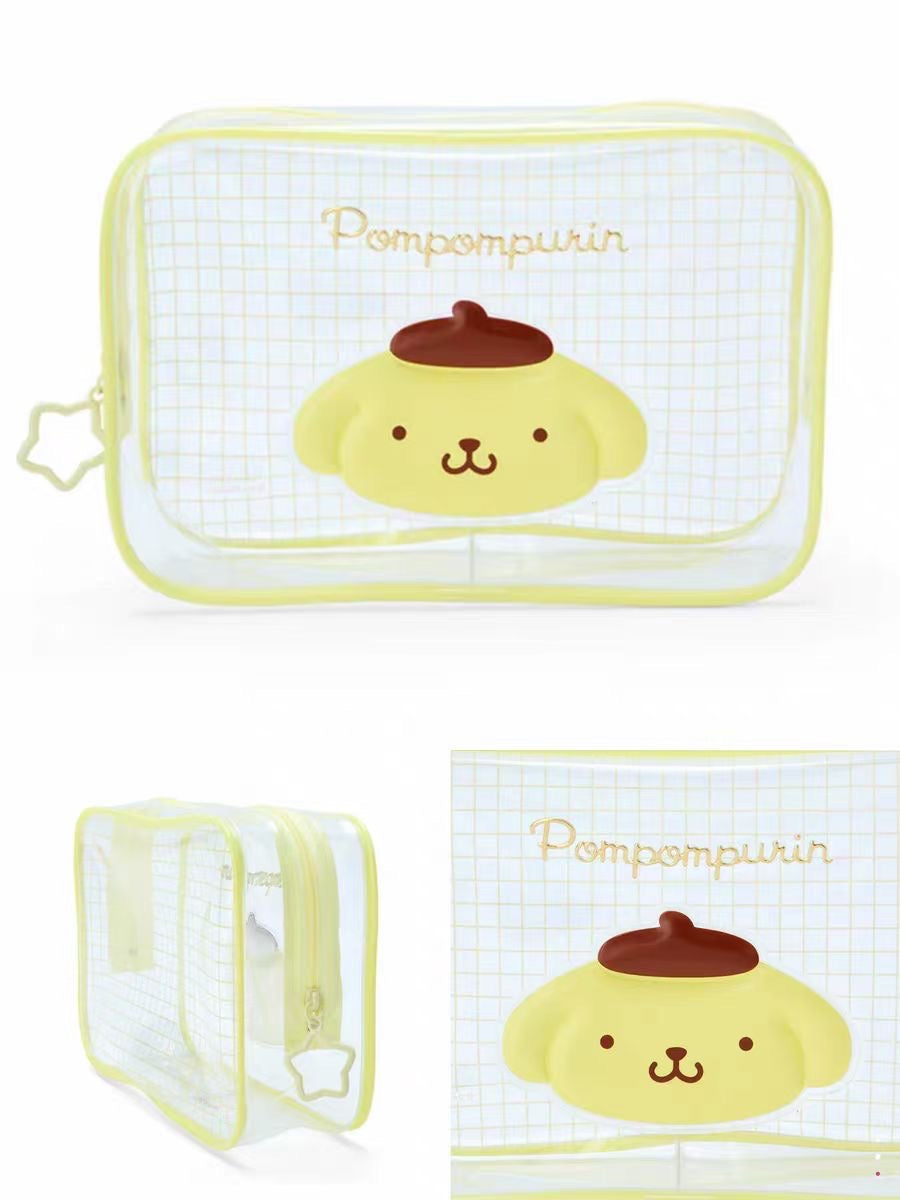 Sanrio 1 Pcs Make Up Clear Storage Bag Hello Kitty Pompompurin Pochacco Cinamoroll