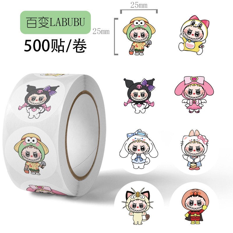 Labubu X Sanrio Stickers Roll With 500 Stickers Stationary