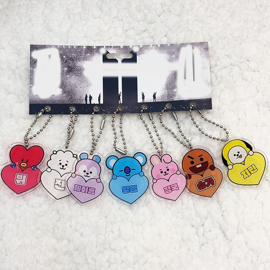 K-pop BTS Bt21 Bag Phone Charms Accessory Set of 7 Acrylic Keychain