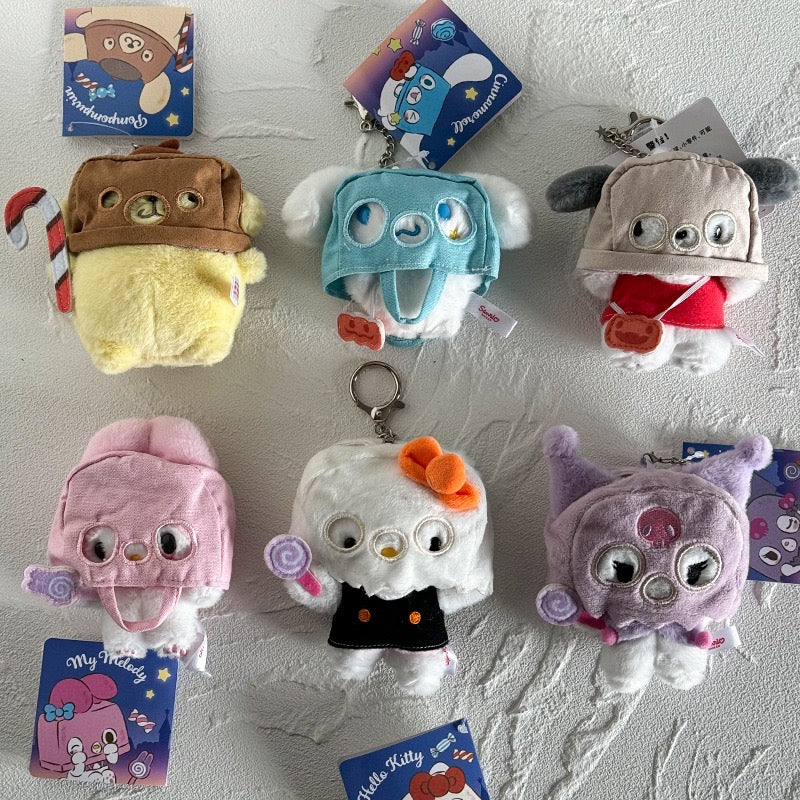Sanrio Halloween Plushy Japan Version  Keychain Bag Charm Pompompurin My Melody Cinamoroll Hello Kitty Kuromi 12 cm plushy