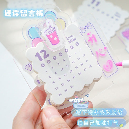 Sanrio 2025 New Year Calendar Acrylic + Sticky Notes Stationary