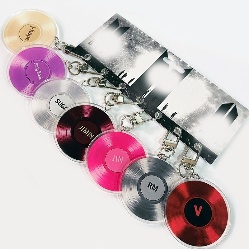 K-pop BTS Vinyl Army Bag Phone Charms Accessories Set of 7 Acrylic Keychain
