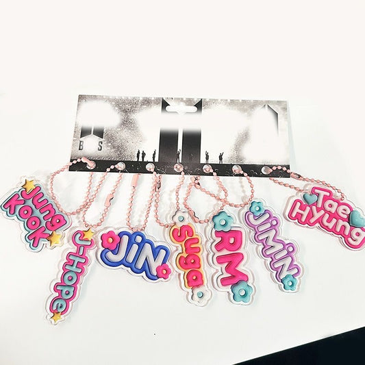 K-pop BTS Name Bag Phone Charms Accessory Set of 7 Acrylic Keychain