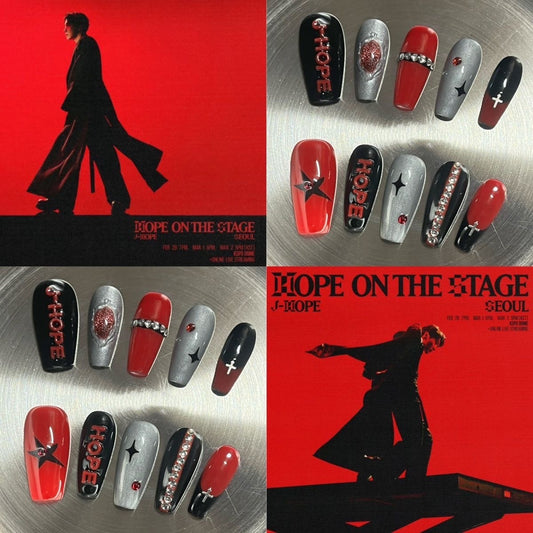 K-pop BTS JHope on the Stage Tour Acrylic Handmade Nails [15 days to make ]
