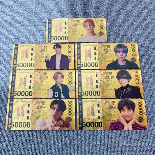 k-pop BTS Money 7 Notes + Certificate Jungkook Jhope Suga V Jimin RM Jin