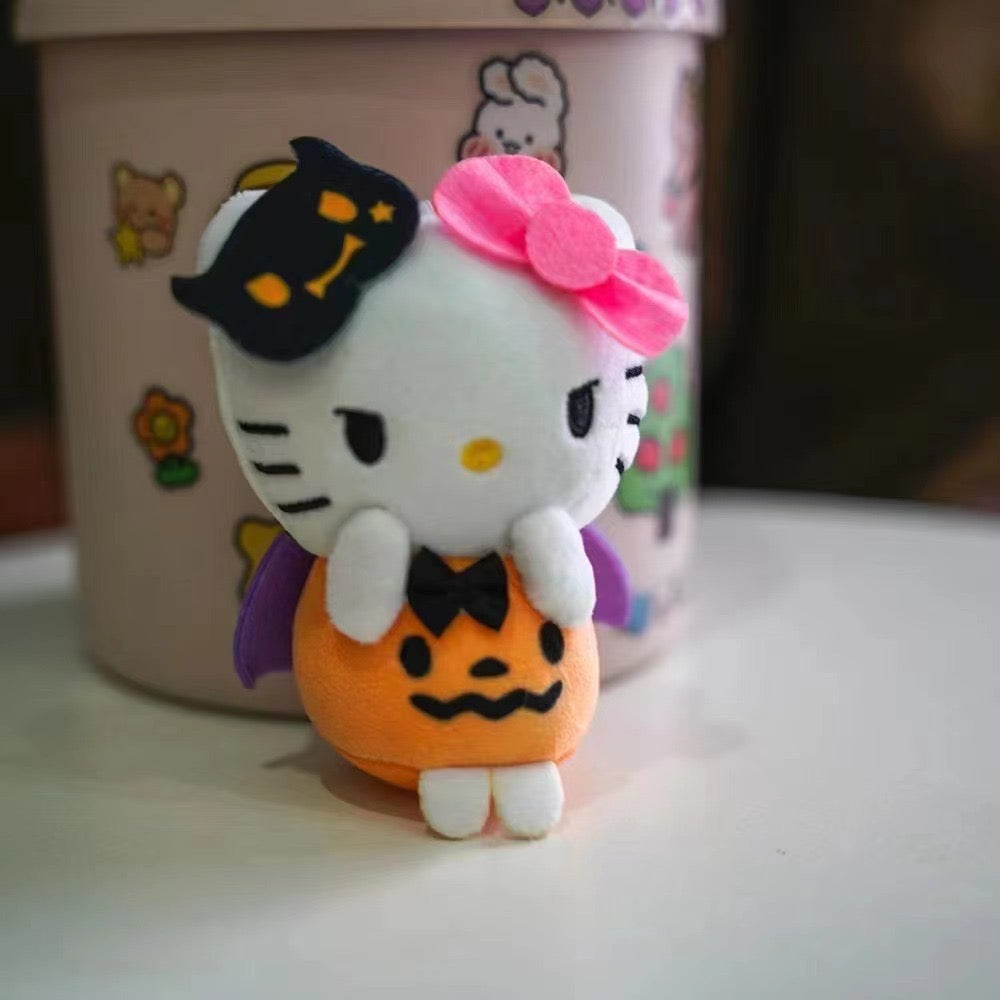 Sanrio Halloween Plushy Keychain Bag Charm Pompompurin My Melody Cinamoroll Hello Kitty Kuromi Hangyodon 12 cm plushy