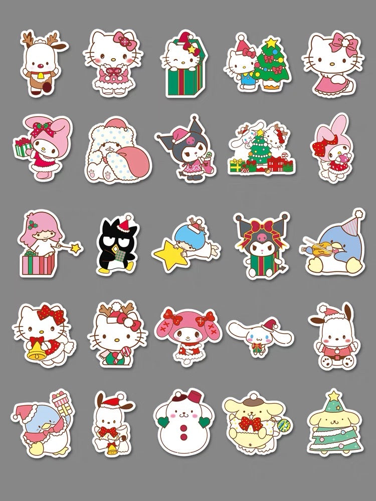 Sanrio 50 Pcs Mixed Hello Kitty and Friends Christmas Stickers