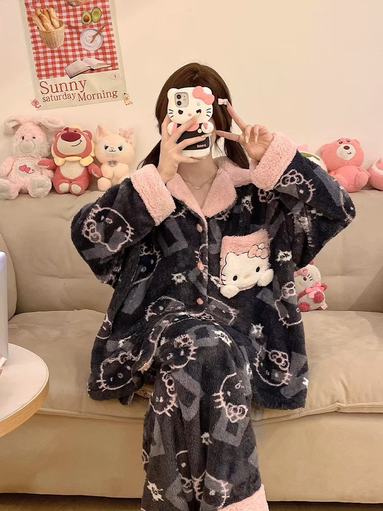 Sanrio Winter Black Pajamas Hello Kitty