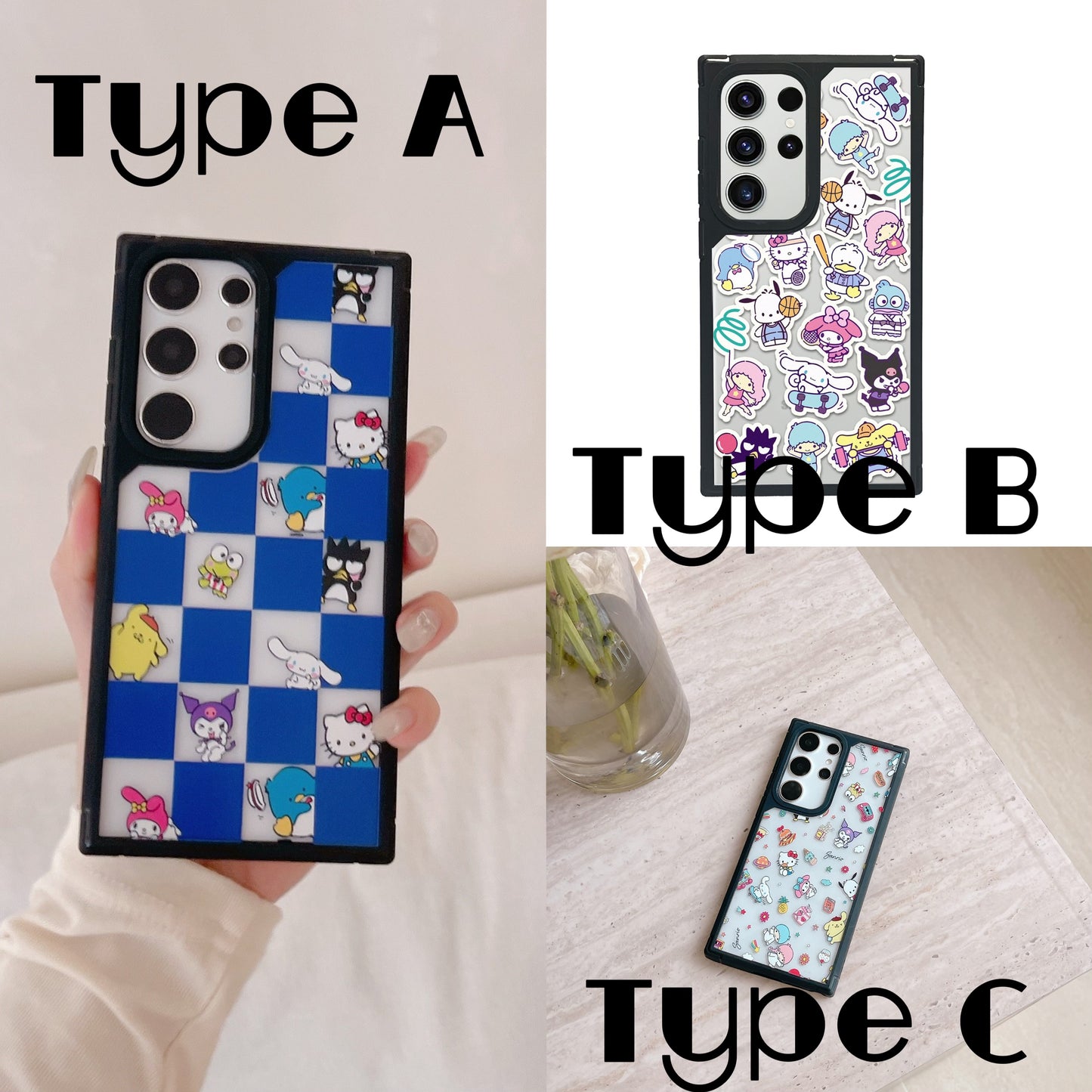 [Free Shipping] Sanrio Disney Phone Case Samsung Badtzmaru Hello Kitty My Melody Pom Pom Twinstars Cinamoroll Kerroppi Hangyodon