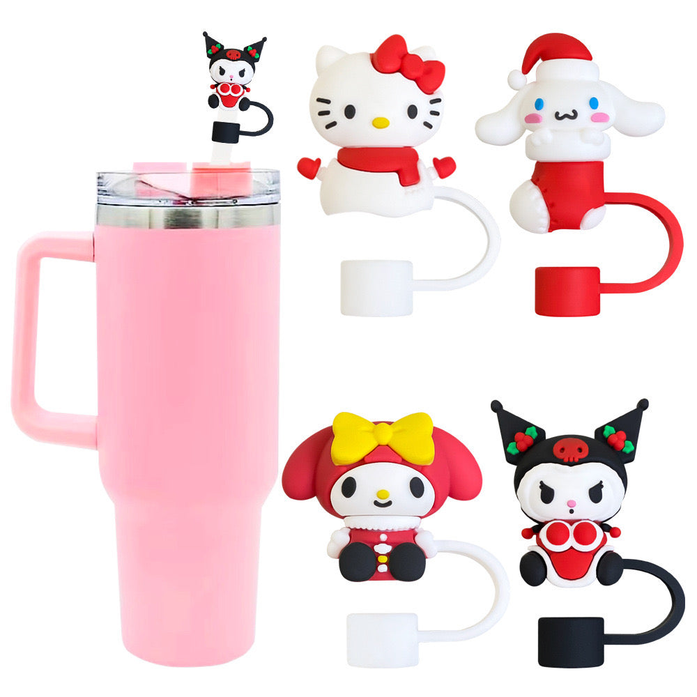 Cute Kawaii Set of 6 Sanrio Straw Toppers 10mm Stanley Tumbler Topper Hangyodon Hello Kitty My Melody Kuromi Kerroppi