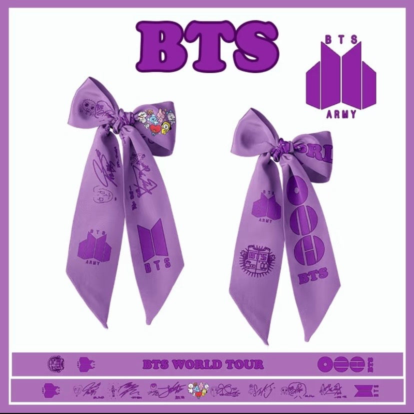 K-pop BTS Arirang World Tour Army Fan Silk Scarf + Hair Scrunch