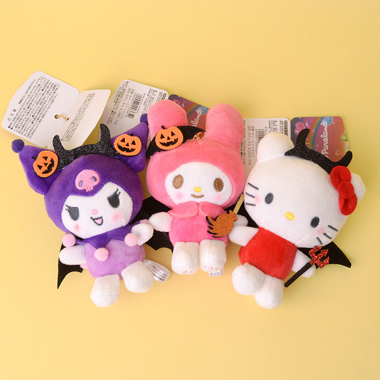 [FREE SHIPPING] Sanrio Halloween Japanese Style Plushy Keychain Bag Charm Pompompurin My Melody Cinamoroll Hello Kitty Kuromi Hangyodon 12 cm plushy