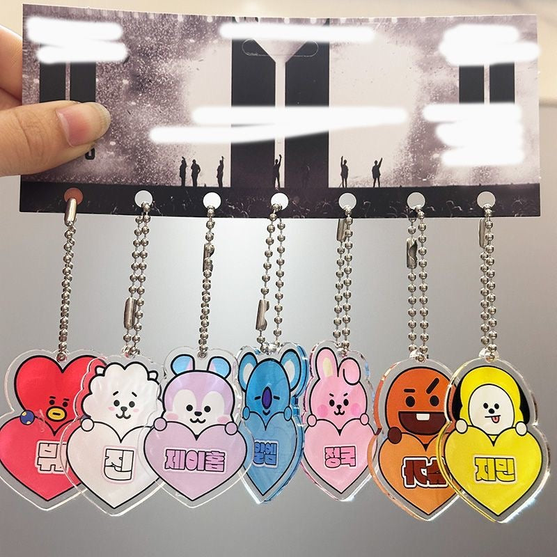 K-pop BTS Bt21 Bag Phone Charms Accessory Set of 7 Acrylic Keychain