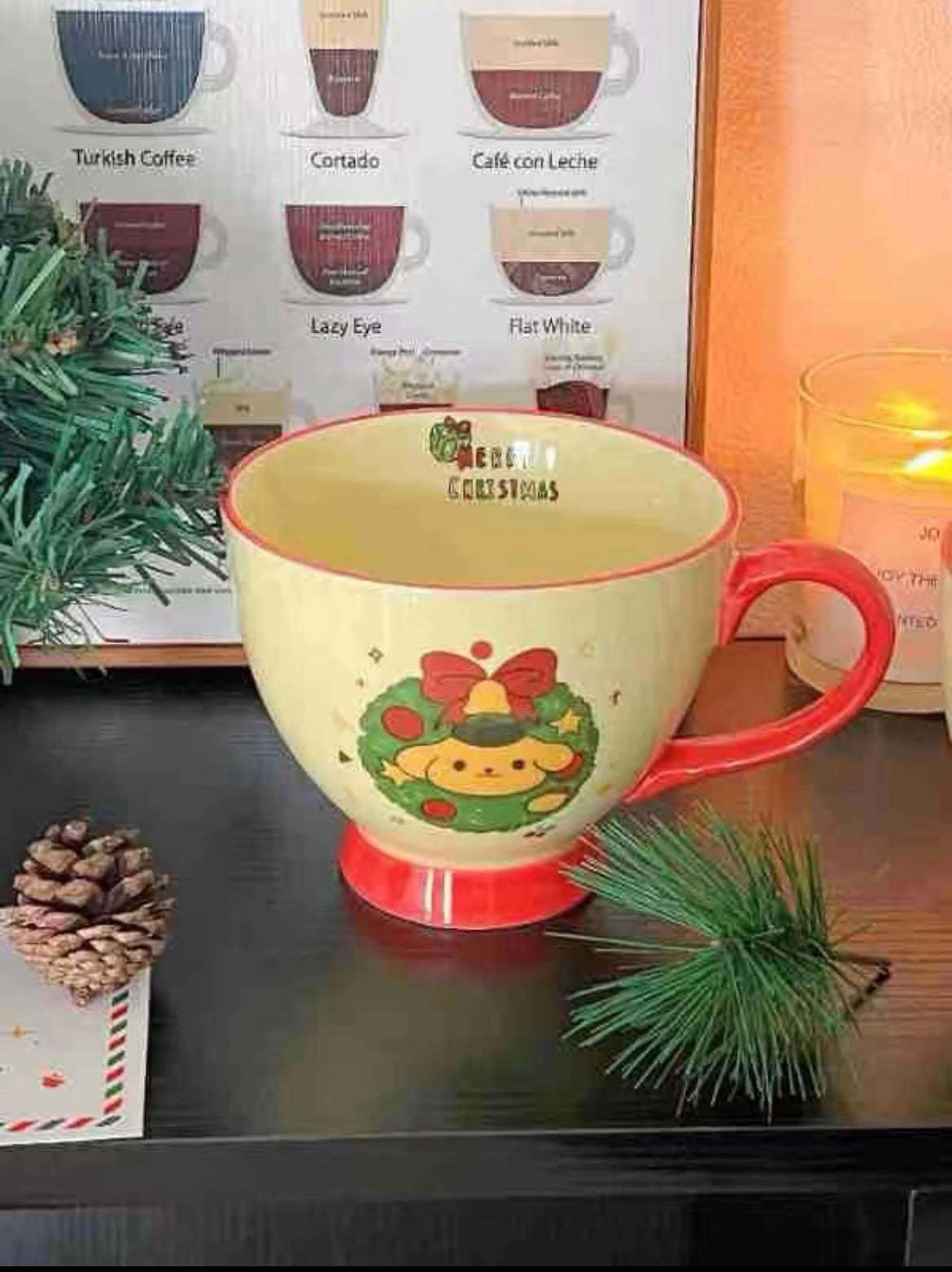 Sanrio Christmas Coffee Mug Hello Kitty Cinamoroll Kuromi My Melody Pochacco Pompompurin