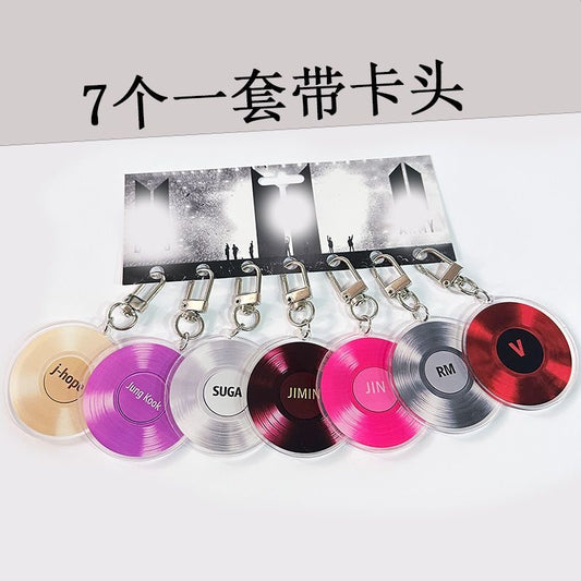 K-pop BTS Vinyl Army Bag Phone Charms Accessories Set of 7 Acrylic Keychain