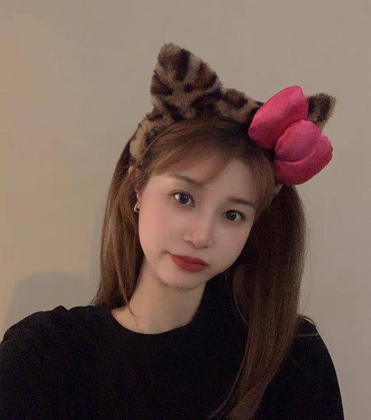 Sanrio Cute Hello Kitty Cat Ears Headband Animal Print