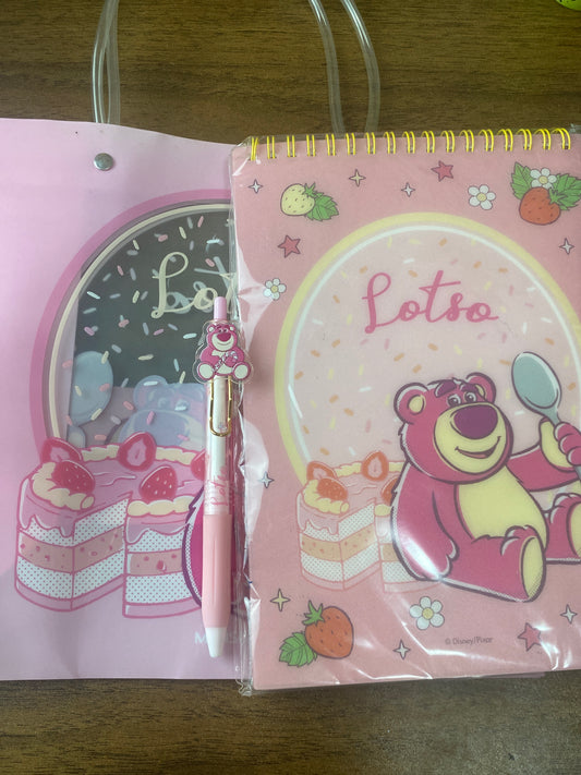 Clearance Authentic Disney Miniso  Lotso Stationary Set Pen , book , gift bag