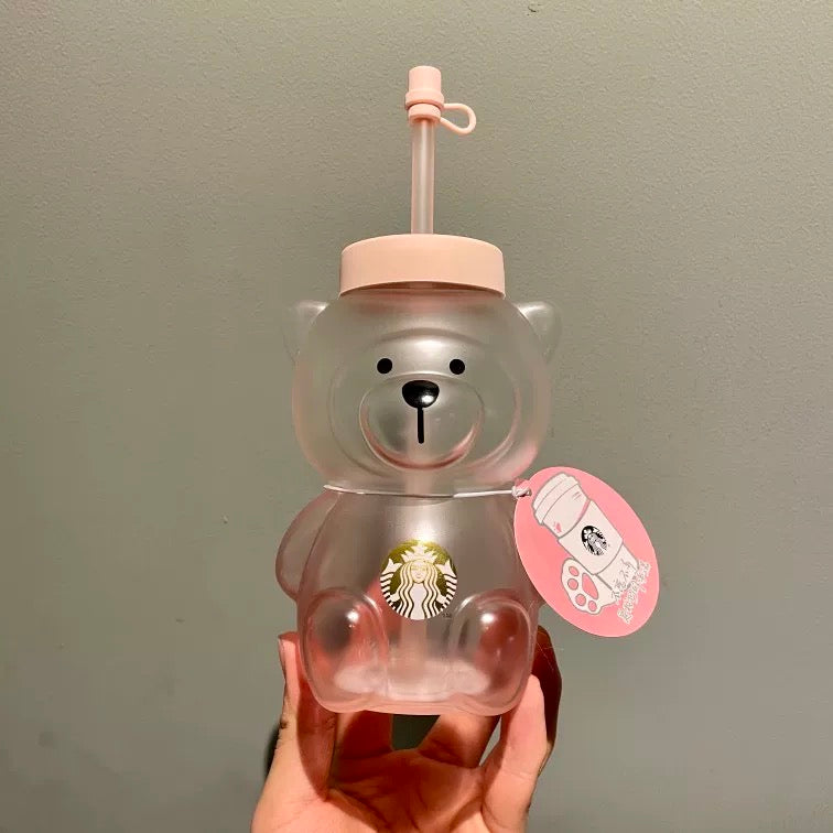 Authentic Starbucks Teddy Bear Cup Cat Style Glass Cup