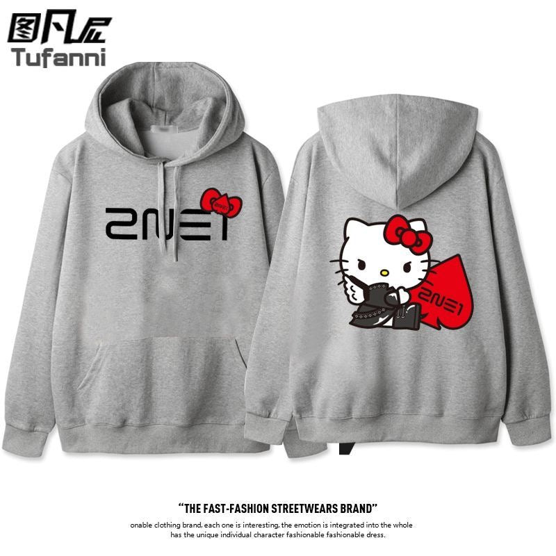 K-pop 2NE1 Welcome back Tour Sanrio Hello Kitty Winter Sanrio Sweater Hoodie Park Bom Minzy CL Dara