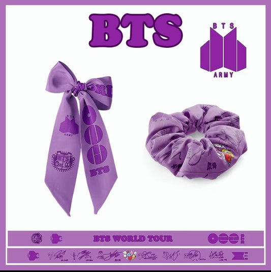 K-pop BTS Arirang World Tour Army Fan Silk Scarf + Hair Scrunch