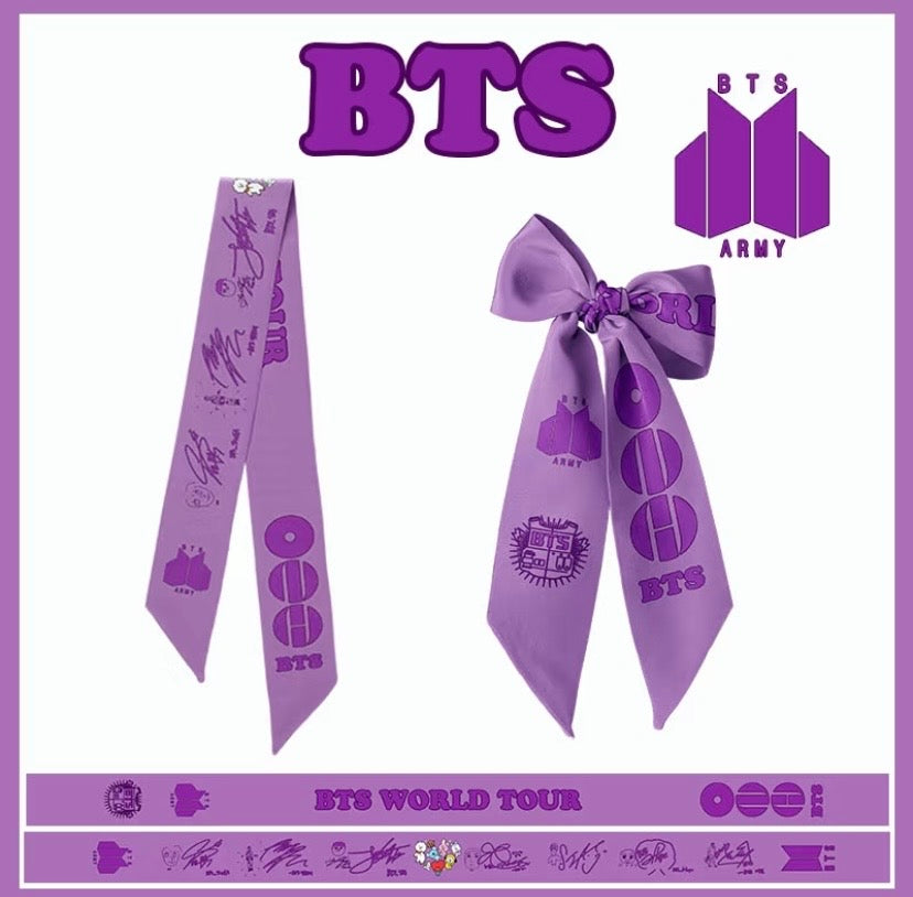 K-pop BTS Arirang World Tour Army Fan Silk Scarf + Hair Scrunch