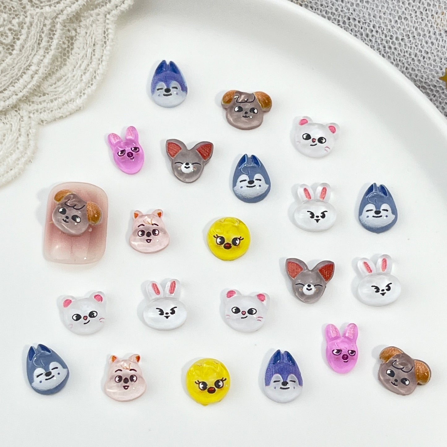 K-pop Skzoo Stray Kids Nail Charms pack of 20 mixed designs + sticker pack
