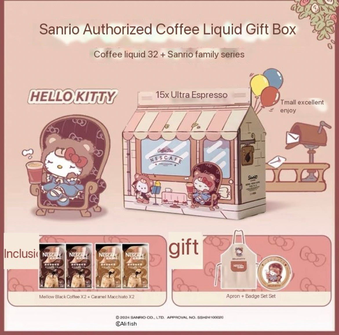 Sanrio X Nestle Coffee Glass Cup Badge Apron