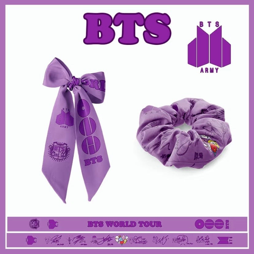 K-pop BTS Arirang World Tour Army Fan Silk Scarf + Hair Scrunch