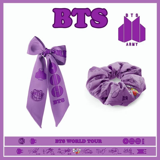 K-pop BTS Arirang World Tour Army Fan Silk Scarf + Hair Scrunch