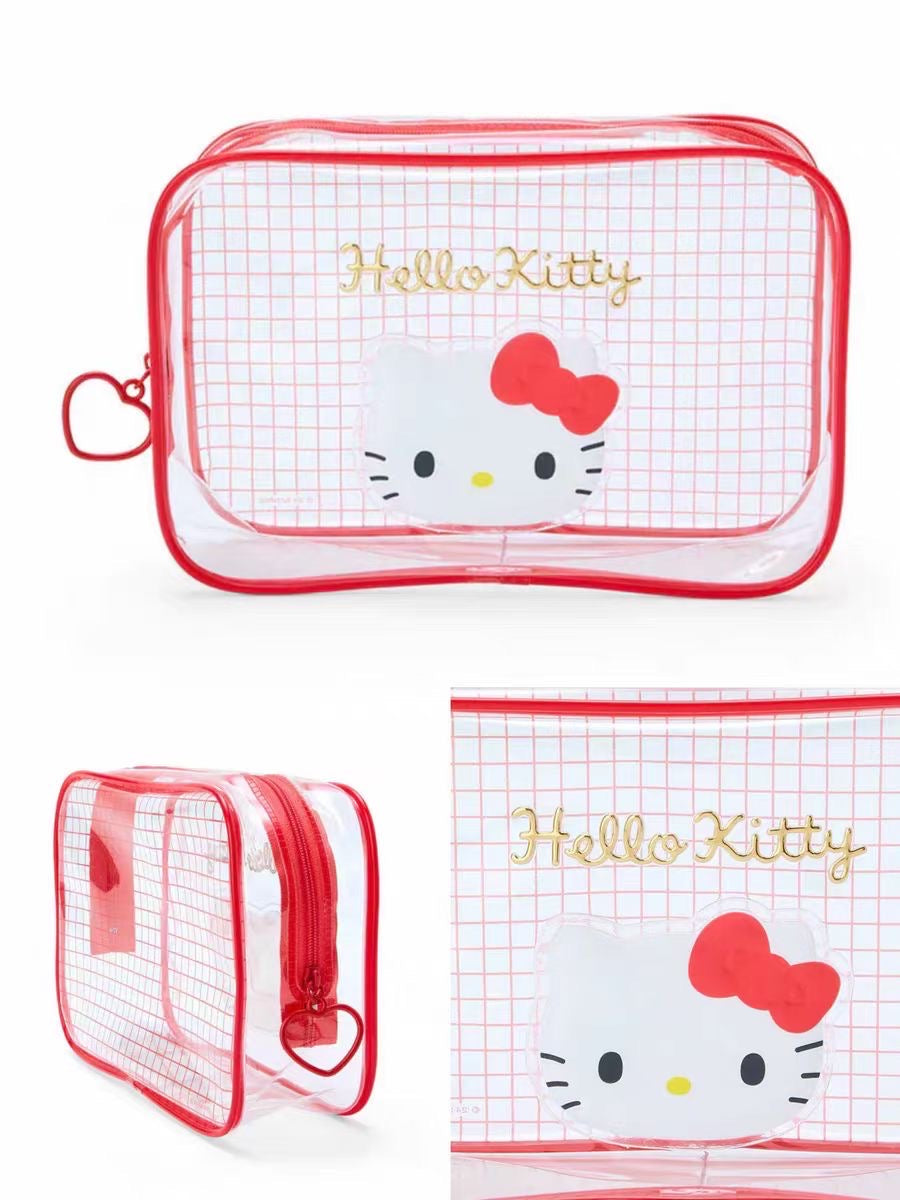 Sanrio 1 Pcs Make Up Clear Storage Bag Hello Kitty Pompompurin Pochacco Cinamoroll