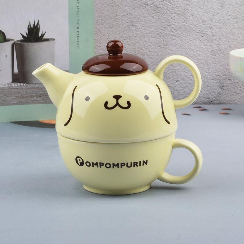 Cute Sanrio Japanese Pompompurin Teapot Set