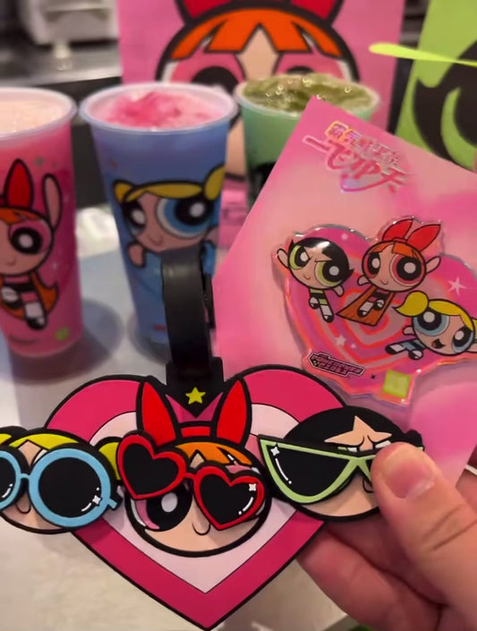 Naixue Tea X Powerpuff Girls Stainless Steel Cup +Bag Sets Stickers Cute Kawaii